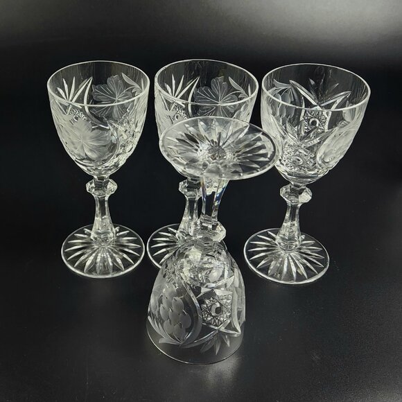 Vintage Stunning Cut-Crystal Wine Glasses - Resemble Nachtmann Traube - Set of 4 - Picture 6 of 9